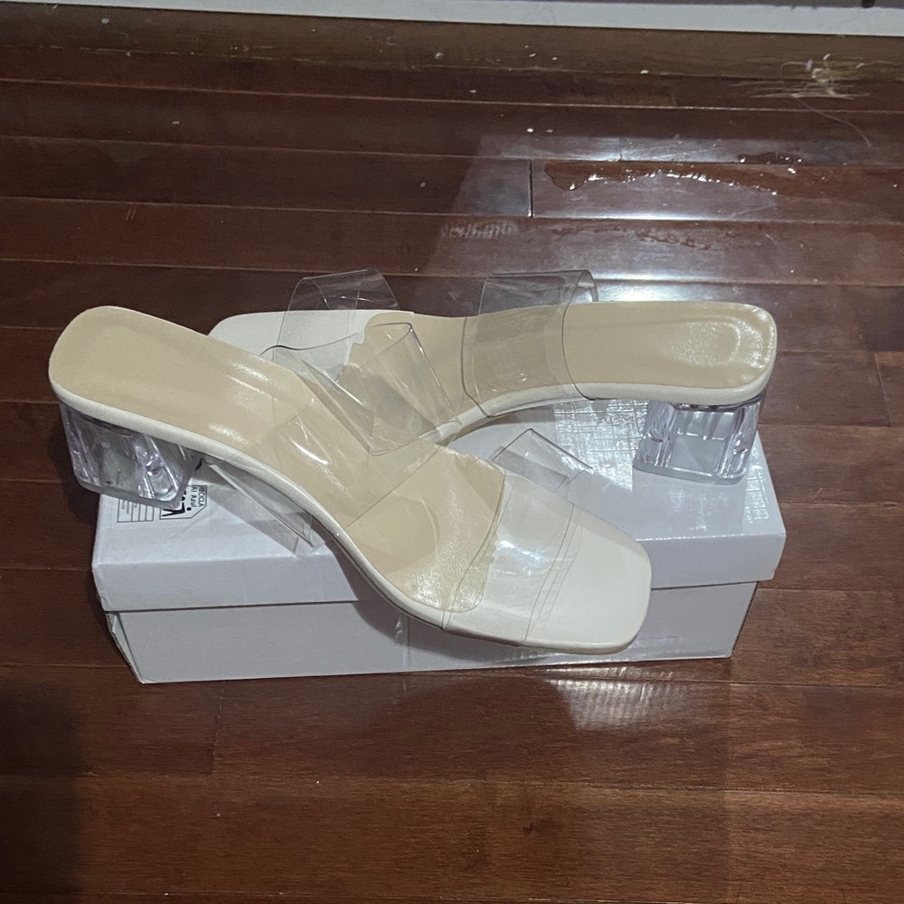 Elegant Clear Strap Block Heels